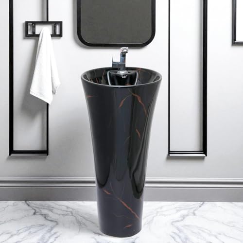 Image of Clay Plus TM Premium Ceramic's Designer Damru Pedestal Wash Basin Elegent Look Bathroom /Living room (TM18-)