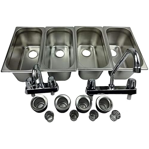 Standard 4-Compartment Drop-in Stainless Steel Concession Sink Set