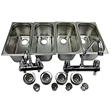 Standard 4-Compartment Drop-in Stainless Steel Concession Sink Set & Hand Washing for Concession Stand Food...