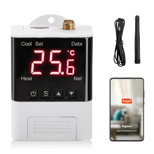 diymore Regolatore di Temperatura Digitale AC110V-220V,Tuya APP Termostato Intelligente WiFi con Sensore NTC B25 10K 3950