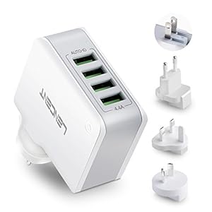 Lencent USB Charger Plug, 4-Port USB Universal Travel Adaptor Plug, 22W/5V 4.4A Wall Charger Worldwide Travel Charger…