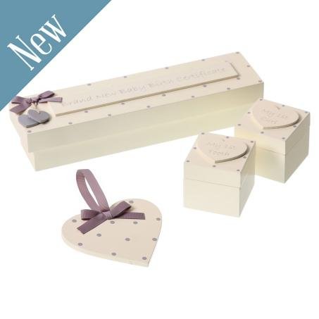 Cream, Grey New Baby Wooden Keepsake Box Set 1st Tooth, Curl and Birth Certificate Holder Boxes
