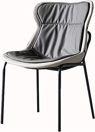 SJIALEN Modern Dining Chairs, for Office Lounge Bedroom Chairs Soft Leather Cover Cushion Seat Carbon Steel Legs Kitchen Chairs Kitchen Chair (Color : Dark Gray, Size : 46x49x84cm)