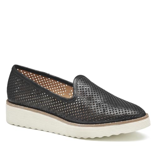 Johnston & Murphy Women’s Mitzi Perfed Venetian Shoes, 1.25” Suede Loafers for Women, Comfortable Slip On Shoes