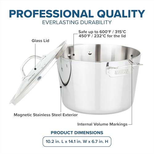 Viking Contemporary 3-Ply Stainless Steel Stock Pot, 8 Quart Soup Cooking Pot with Lid, Kitchen Cookware by Viking - Image 4
