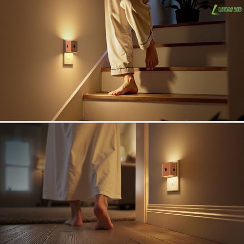 Image of L LOHAS LED Night Light,Plug in Night Light with Motion Sensor and Dusk to Dawn Sensor, Brightness Adjustable,3000K Soft White, Rose Gold Nightlight for Bathroom Hallway Kitchen