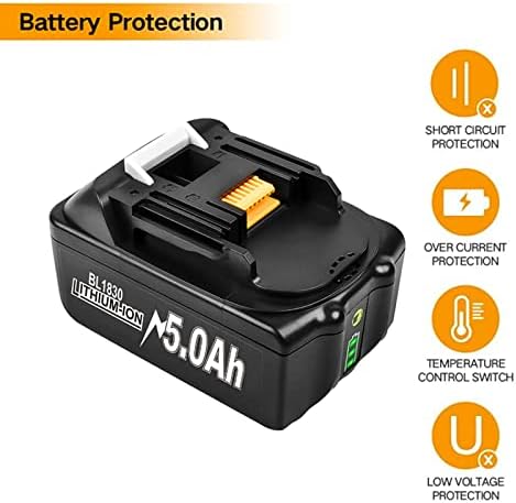 BL1850B for Makita 18V Battery 5.0Ah Li-ion Replacement Battery for Makita 18V BL1860 BL1855 BL1850B BL1850 BL1840B BL1835 BL1830 BL1815 LXT-400 194204-5 194205-3 Tool Battery with LED Indicator