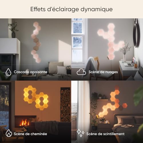 Panneaux LED effet bois Nanoleaf Elements pack extension x3 pour applique murale - 5