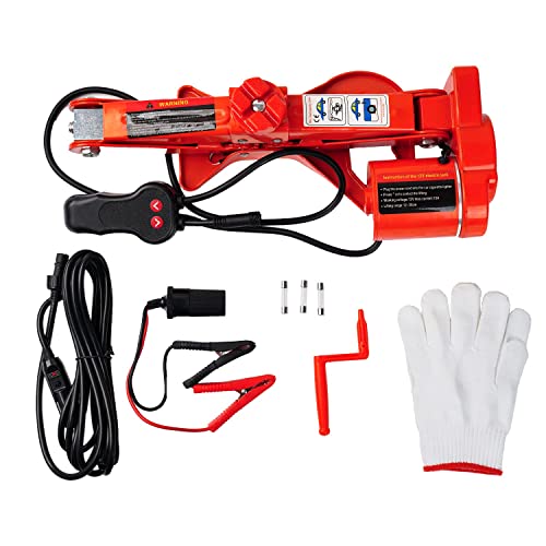 Trihelper Electric Car Floor Jack - 12V Trailer Car Jack Stands Kit 3 Ton Vehicle Scissor Car Lift For Tire Change And Road Emergencies With Carrying Case #TOP6