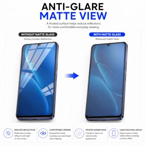 Image of FIRST MART Military-Grade Matte Tempered Glass for iQOO Z11 Lite - 9H Screen Protector, Anti-Glare Protection, Scratch-Resistant, Bubble-Free (1 Pack)