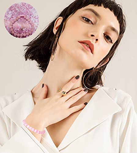 Sonnyx 10Pcs 8Mm Semi-Precious Gemstone Bracelet Set Healing Crystal Stone Stretch Bracelets For Men Women Round Beaded Adjustable Bracelets #TOP1