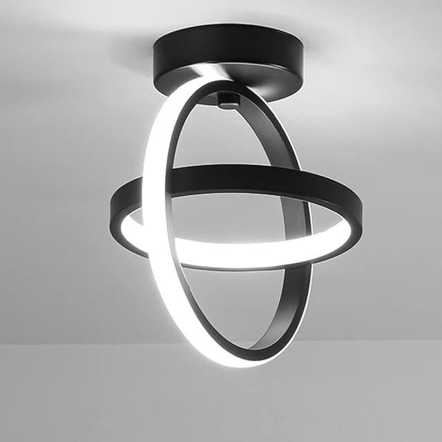 Ceiling Light LED Elegant Nordic Personality Round Black Small Aisle Light for Entrance Study Kitchen Stairs Warm Light Cold White Light 21W (Cold White Light)