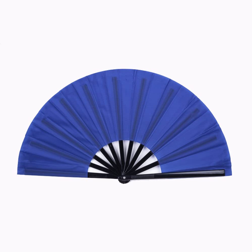 RWRAPS Abanico Plegable,Artes Marciales Chinas Abanico Plegable De Mano Color Sólido Azul Real Oriental Kung Fu Tai Chi Tela De Poliéster Abanicos De Mano Abanicos De Huesos De Plástico para