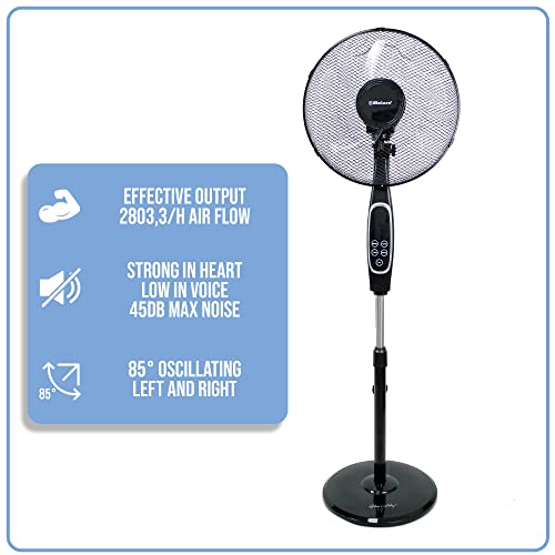 Belaco Stand Fan Pedestal fan 16" Oscillating Free Stand Fan Floor fan, 7.5 Hour Timer, Remote Control 45W adjustable height - Image 6