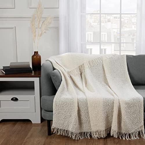Highams Large Faux Mohair Throw Over Blanket Bed Sofa Settee Luxury Fluffy Bedspread, Cream Ivory - 150 x 200cm
