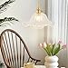 Plug in Pendant Light Vintage 2 Pack, Adjustable Pulley Hanging Lamp with Clear Lily Glass Shade, Brass Hanging Lights with Plug in Cord, Gold Hanging Pendant Light for Bedroom Living Room Kitchen