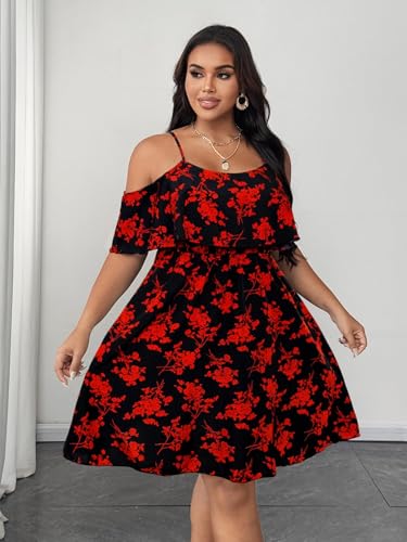 Image of Plus Size Summer Dresses for Women Casual Short Sleeves A Line Midi Dress