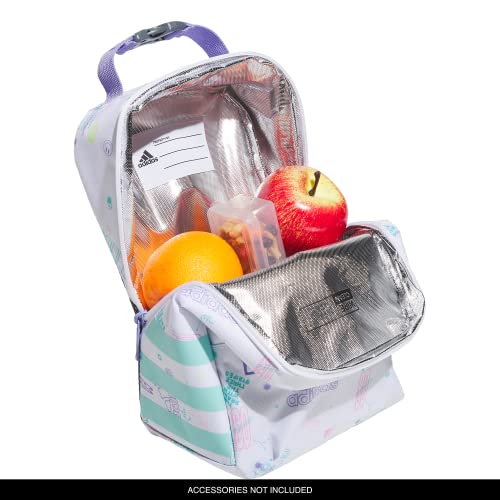 Adidas Santiago 2 Insulated Lunch Bag, Icon Brand Love White/Flash Aqua Blue/Light Purple, One Size #TOP2
