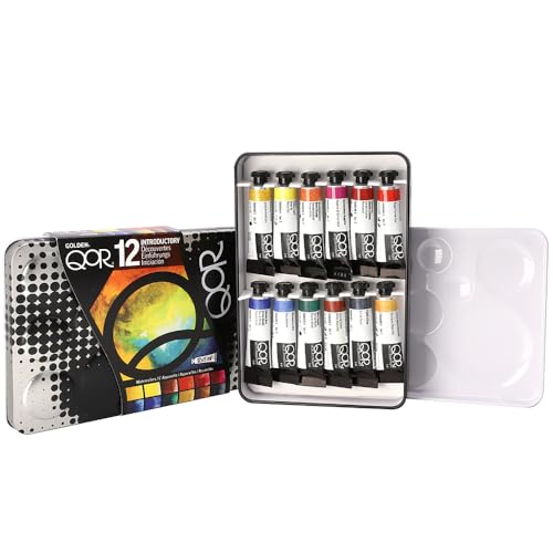 Conjunto introdutório QoR com 12 da GOLDEN, tubos de 12 x 5 ml, conjunto profissional de tinta aquarela