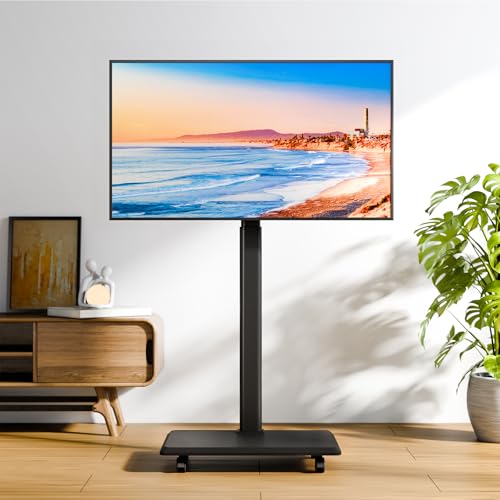 Image of Mobile TV Cart Rolling TV Stand for 26-70 inch Screens, Mobile TV Cart Holds up to 88lbs, 25 Swivel with 6 Levels of Height Adjustment for Optimal Viewing, TV Stands for Office,Room, Outdoor,Corner