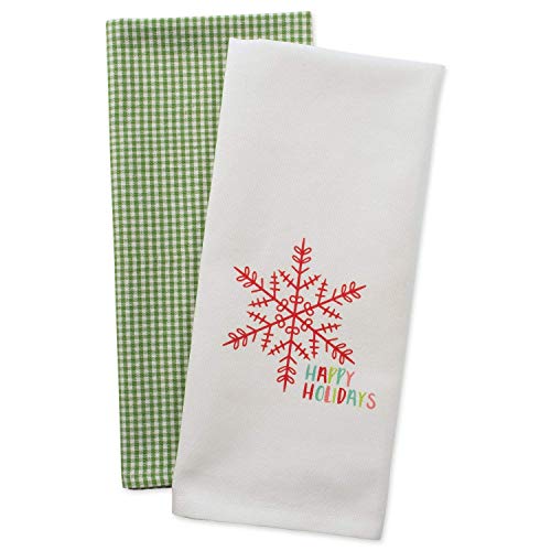 Image of DII Christmas Tea Towels Decorative Kitchen Dish Towel Set, 18x28, Happy Holidays, 2 Piece