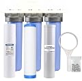 AFWFilters 20-inch 3 Stage High Flow Whole House Water Filter for Iron, Hydrogen Sulfide, Low pH and Acidic Water; Treat Rotten Egg Odor and neutralize Your pH Level, Great for Well Water Filtration