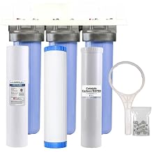 AFWFilters 20-inch 3 Stage High Flow Whole House Water Filter for Iron, Hydrogen Sulfide, Low pH and Acidic Water; Treat Rotten Egg Odor and neutralize Your pH Level, Great for Well Water Filtration