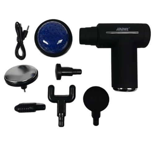 INAADEEN Massage Gun with Multiple Attachments, Handheld Deep Tissue Massager, 6 Speeds, Heat Attachment, 6 Attachments, LCD Screen, Type C Rechargable, Body Massager for Relief, Quiet, Portable