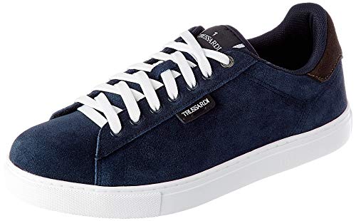 Trussardi Jeans Men's DNA Sd Real Suede Gymnastics Shoe, Navy Blue Ebony, 12