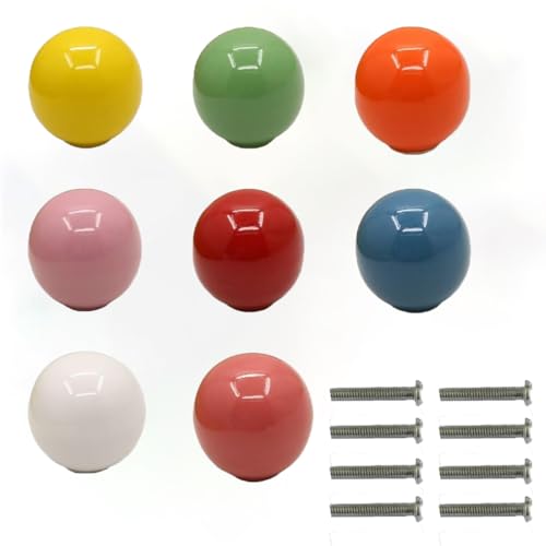 HSEANWWW Pomelli per cassetti in ceramica vintage, colorati, 33 mm,