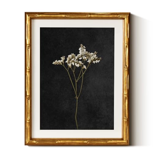 InSimSea Gold Bamboo Framed Canvas Wall Art, Retro Dark Dried
