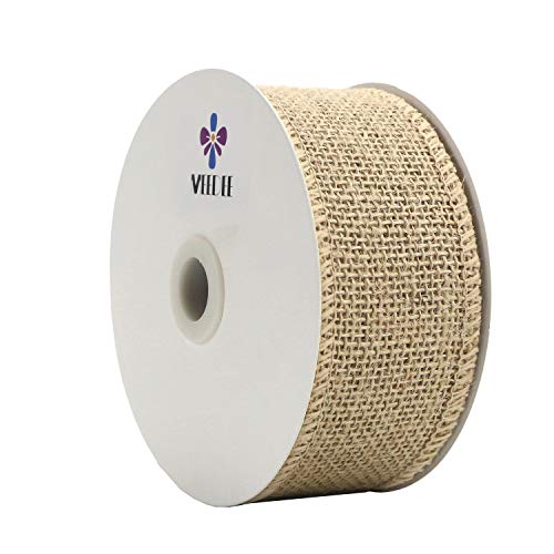 Midi Ribbon 2 Inch Burlap Ribbon Fabric Craft Ribbon On Spool 10 Yards, Natural #TOP1