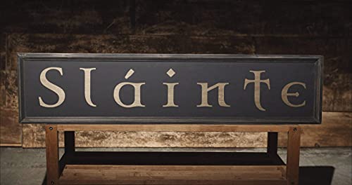 Fprqlyze Decorative Wooden Sign Slainte Irish Pub Sign Gaelic Celtic Ireand Home Wall Art Plaque Craft Hanging Wood Sign 6x20 Inch