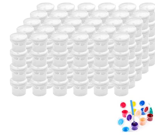 KOHAND Strisce di vernice: 100 vasetti di plastica trasparente con coperchio (3 ml/2,8 g) per festival artistici, lezioni di pittura e attività familiari