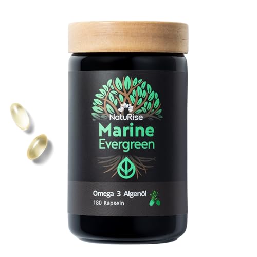 NatuRise® Omega 3 Vegan 180 Kapseln – 1440mg Algenöl pro Tag davon 869mg Omega-3 (DHA, EPA & DPA) – Hochdosiert – Laborgeprüft – Triglycerid-Form – UV-geschützt – Fischöl Alternative 1