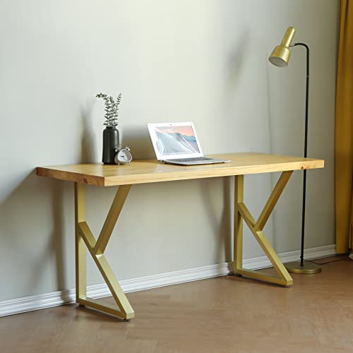 Heoniture 28'' Table Legs Metal Desk Legs Gold Industrial Modern Coffee Table K Shape Cast Iron Modern Dining Furniture Legs Set Of 2 (H28-''Xw18-'', Set Of 2) #TOP4