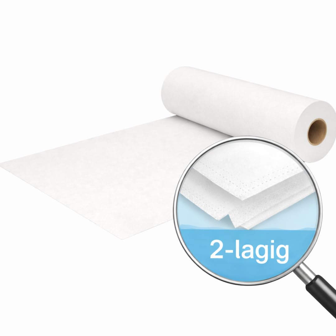 Enpack Liegerolle 6 Stück 2-lagig in aus Zellstoff - Liegenbezug Ärztekrepp 59 cm x 50m - Bezug für Kosmetikliege, Ärzte- & Massageliege - Bezug für Liegenauflage - Abdeckpapier Rolle - Liege Auflage