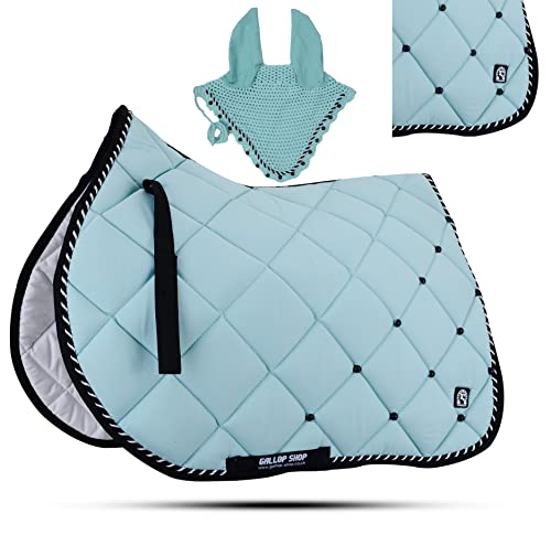 GLP Numnah Horse Saddle Pad with Matching Ear Bonnet (Ship from USA)… (Full, Mint)