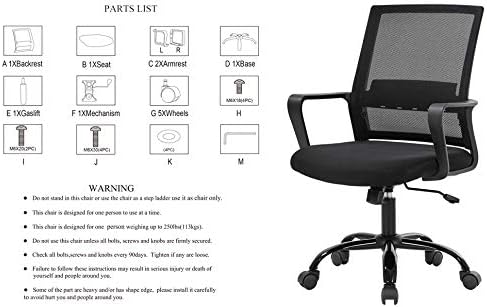Miniatura 8 de Silla ergonómica de oficina de escritorio barata para el hogar, silla de malla simple, soporte lumbar, taburete ajustable ejecutivo moderno, silla