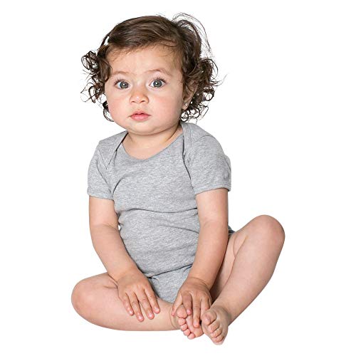 American Apparel Unisex Baby Rib Short Sleeve One-Piece, Heather Grey, 18/24 Months