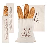 2 St&uuml;ck Leinen Brotbeutel, Praktische Brotsack F&uuml;r Brot Aufbewahren Und Frischhalten Brotaufbewahrung mit Kordelzug Inklusive 2 L&auml;ngliche Und 2 Quadratische Beutel F&uuml;r Verschiedene Brotsorten
