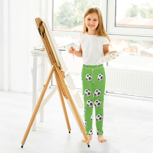ALAZA Girls' Leggings Children's Yoga Pants Skinny Printed Dance Football Green 1 Comfortable 4T4