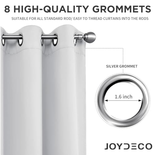 Image of Joydeco White Curtains 108 Inches Long 2 Panels Set, Thermal Insulated Long Curtains& Drapes 2 Burg, Room Darkening Grommet Drapes for Living Room Bedroom Window (W52 x L108 Inch, Greyish White)