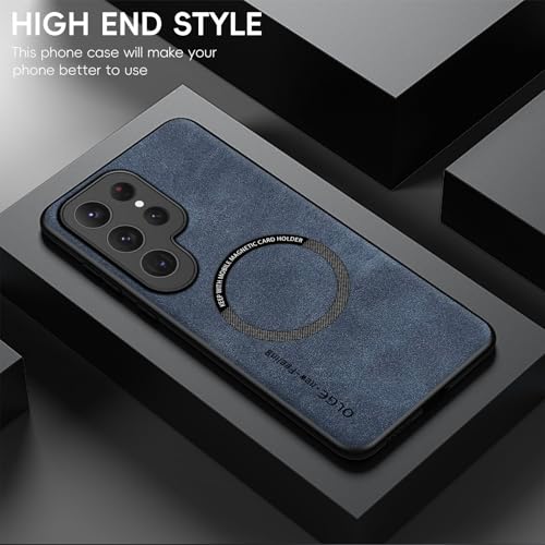 Coque Samsung Galaxy S21 Ultra bleu élégante en cuir et silicone premium