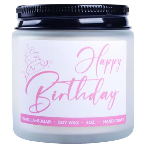 FYBW Velas de cumpleaños para mujeres, regalos de cumpleaños para mamá, vela de feliz cumpleaños de 4 onzas con aroma a pastel de cumpleaños de vainilla, regalos de cumpleaños para mujeres, hermanas,