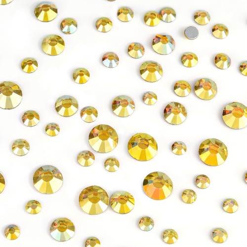 Image of Sunshine Flatback Rhinestones for Bedazzling Round Glass Gems for Nails Art and Crafts 2880pieces Mixed SS6-20,0.07-0.18inches