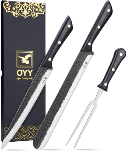 3PCS Brisket Butcher Knife Set, Carving Knife Slicer with Fork - image 1