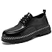 Men's Retro Platform Dress Shoes Leather Lace Up Business Oxfords Casual Derby Men Shoes (Black,10)