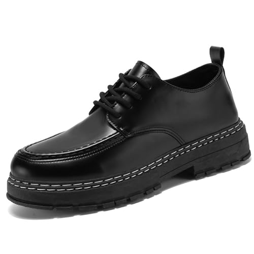 Men's Retro Platform Dress Shoes Leather Lace Up Business Oxfords Casual Derby Men Shoes