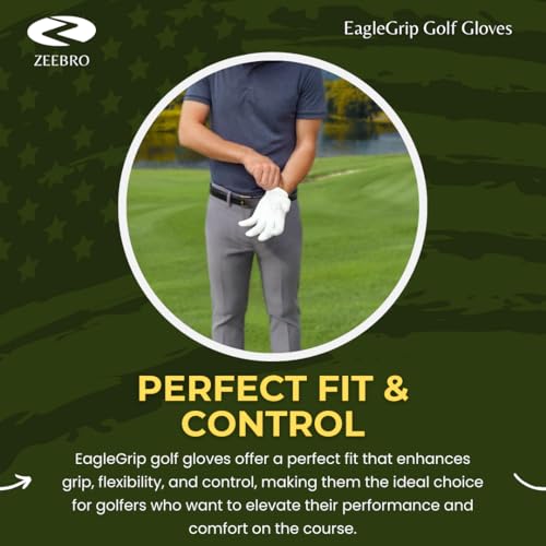 Zeebro Left Handed Golf Gloves Designed for Comfort, Achieve Your Best Performance on The Course EagleGrip (Large)